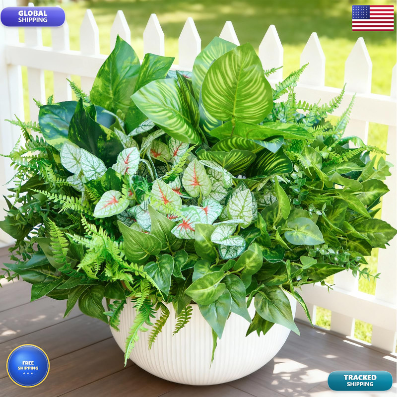 Faylifeway 24 Bundles Artificial Plants Outdooruv Resistant Fake Greenery Stems