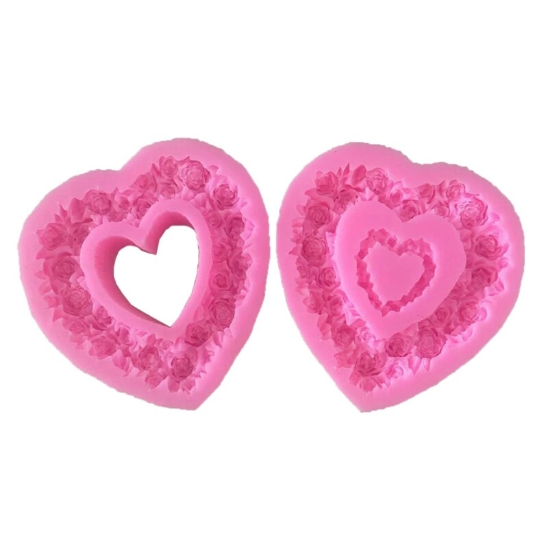 3D Rose Flower Silicone Mold Heart Candy Baking Mold For Candy Cake Cupcake gallery