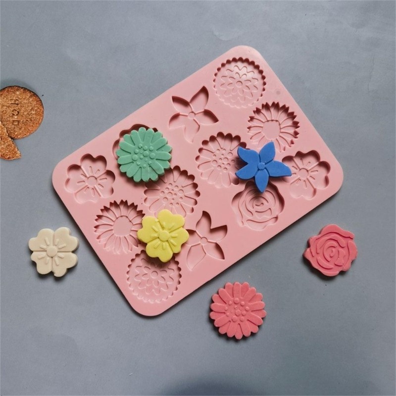 12-Hole Flower-Shaped Silicone Mold Chocolate Cookie Moulds Kitchen Baking Tools gallery