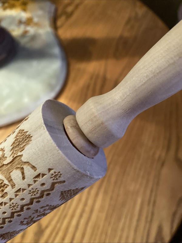 Christmas Embossing Rolling Pin Engraved Wood Wooden Embossed Reindeer Tree gallery