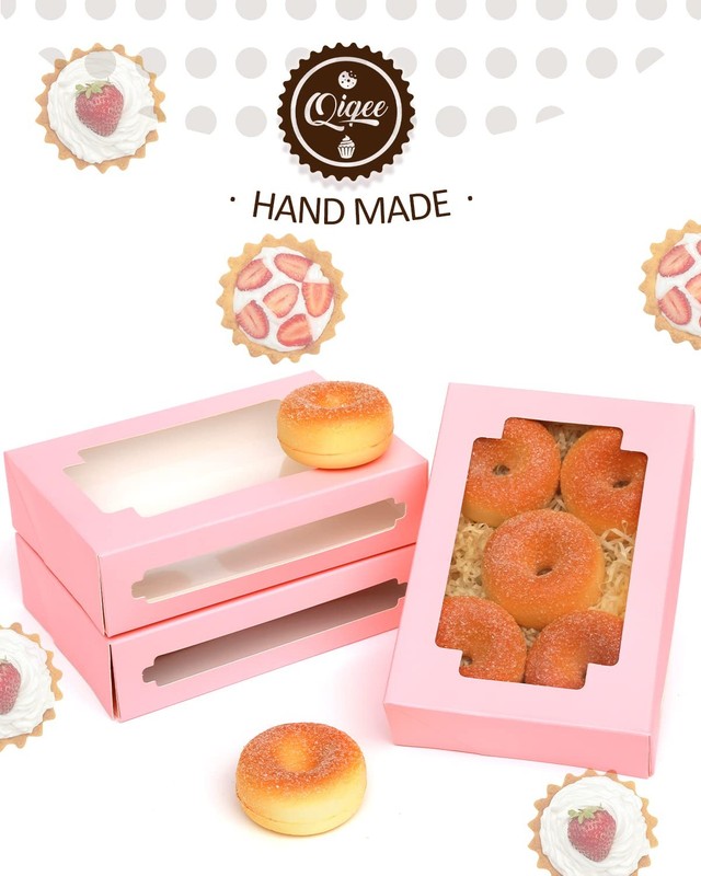 36 Packs Auto-pop Pink Cookie Boxes Gift Giving 8x5.3x2 Inch Window Bakery gallery