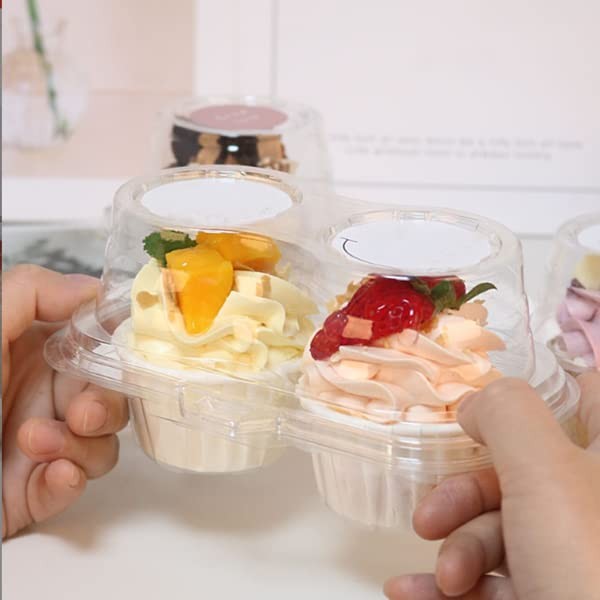 30 PCS Clear Cupcake Boxes 2 Compartment Plastic Stackable Carrier Holder gallery