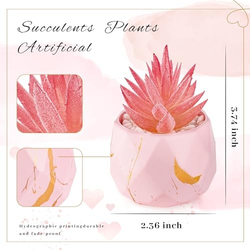 Set of Fake Succulent Plants Mini Artificial Plants in Shatterproof Gold 2 gallery