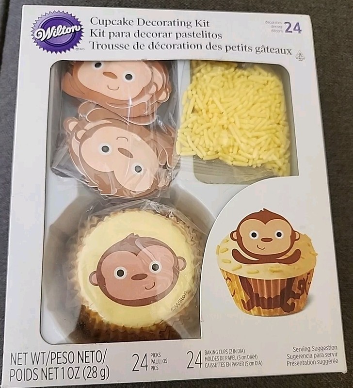 Wilton MONKEY Cupcake Decorating Kit NEW for 24 Cupcakes
