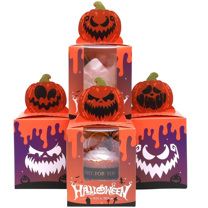 Halloween Individual Cupcake Boxes Cupcake Holders Disposable 25pcs Single Cu…