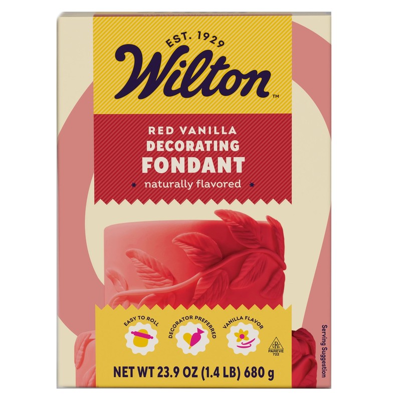 Wilton Red Fondant 23.9 Ounce For Cake Decorating Vanilla Flavored Easy Roll