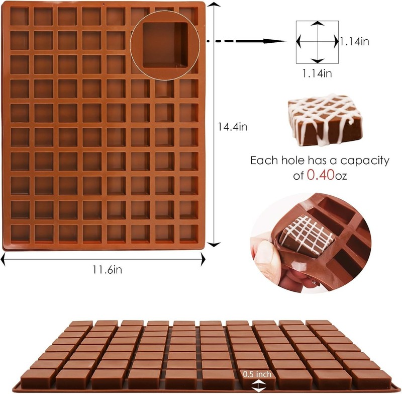 Square Chocolate Mold, 80 Cavities Silicone Molds Chocolate, Caramel, Praline gallery