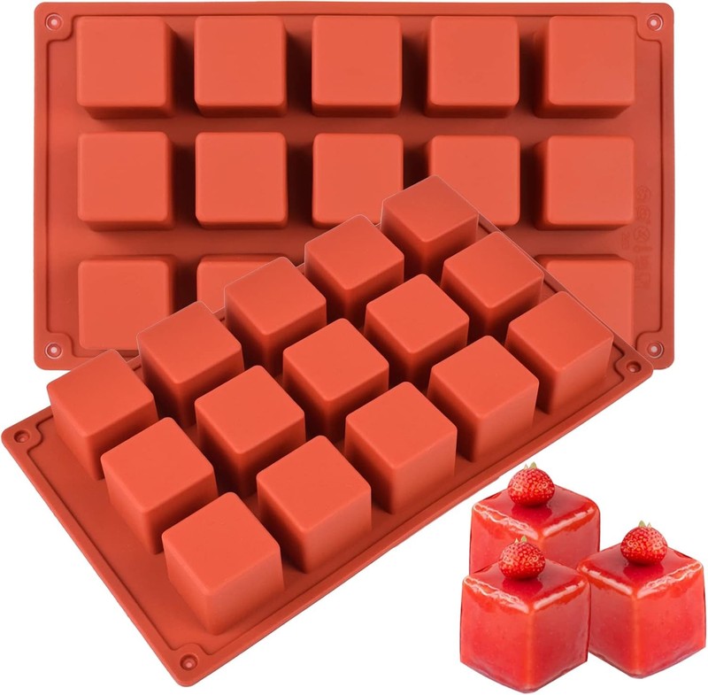 2 Pack Square Silicone Mold Candy Chocolate Mousse Cake Baking Mold Dessert