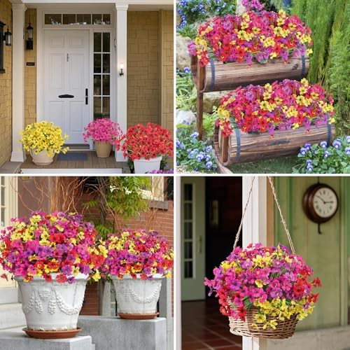 Artificial Flowers for Outdoors Fake Silk Flowers UV 24 Bundles Multi Color gallery