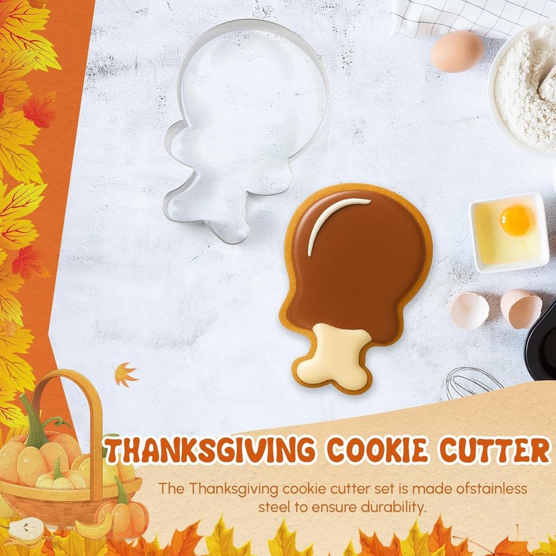 2 Pcs Thanksgiving Turkey Leg Cookie Cutter, 7.48 x 5.51'', Used to Cut Sandwich gallery