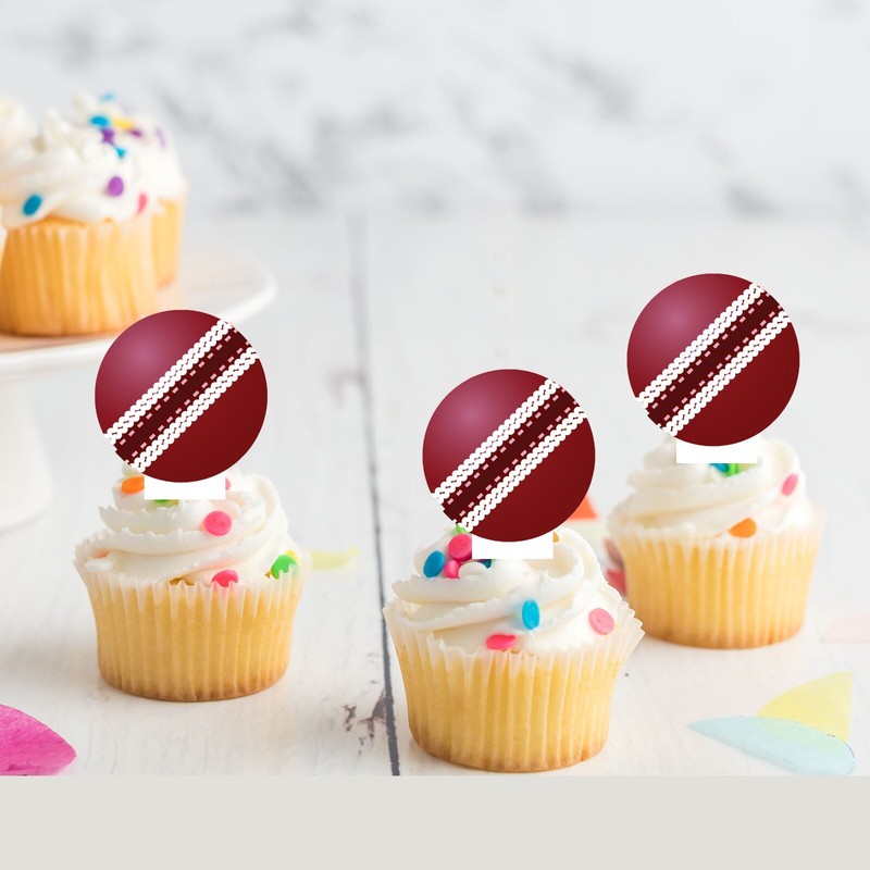 Cricket Sports Pre-cut Edible Stand-Up Wafer Card Cupcake Toppers