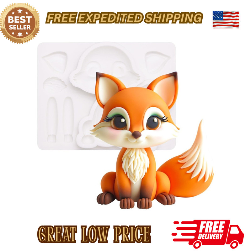 Fondant Mold Fox Woodland Animal Cake Topper 3.1 Inches Tall