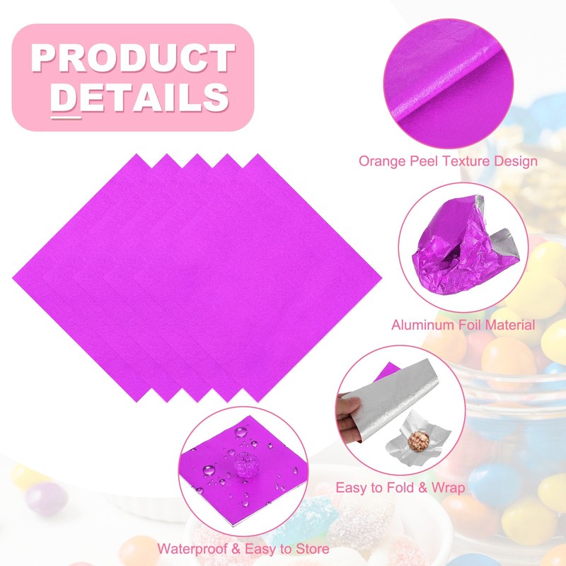 200 Pcs Candy Foil Wrapper, 4.7 x 4.7" Chocolate Wrapper, Rose Red (Orange Peel) gallery