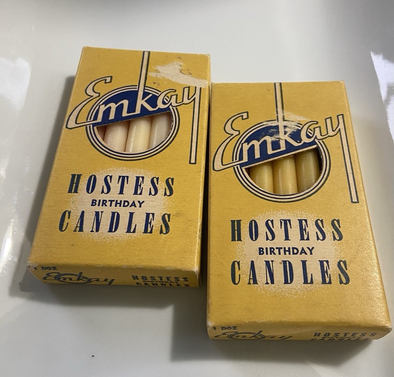 Birthday Candles Emkay Hostess Vintage 2 Packs Of 12 Old School Fire