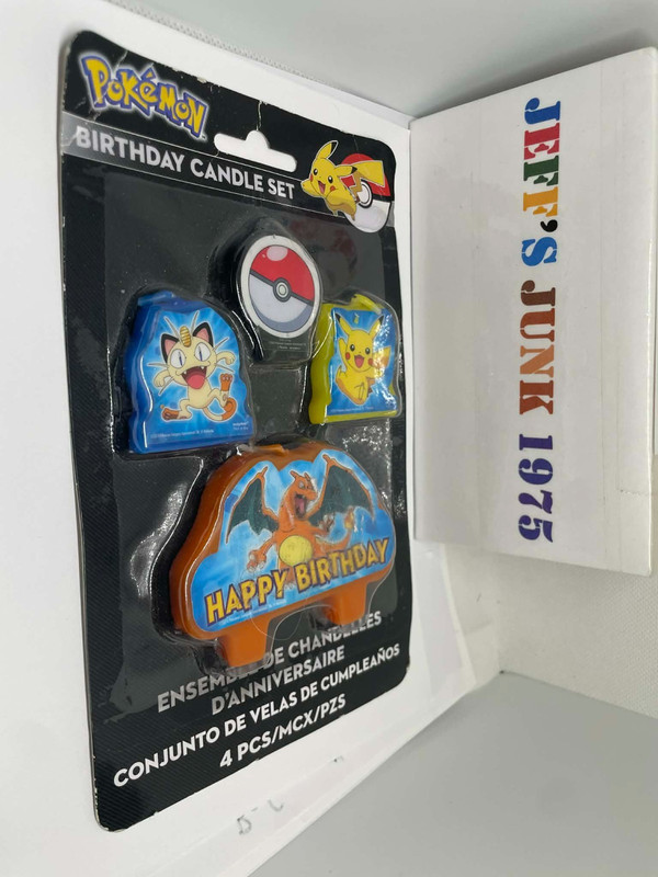 Pokemon Birthday Candle Set Pikachu Charizard Meowth Pokeball 4 Pieces 2014