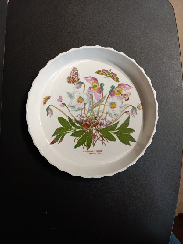 Portmeirion Batanic Garden "Christmas Rose" England Ceramic 10 in. Quiche Pan gallery