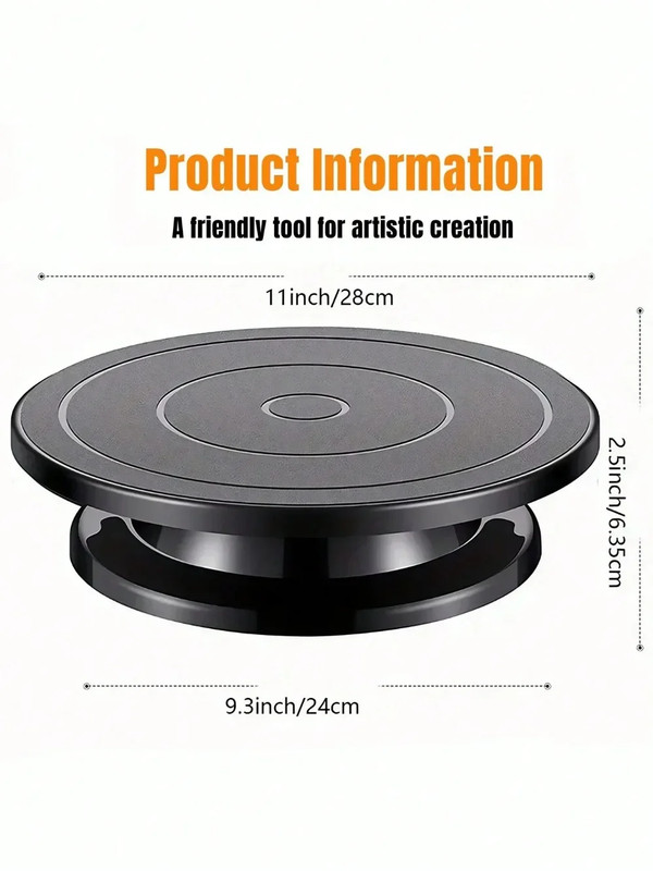 Rotating Cake Turntable, Anti-Skid Base for Carving, Pottery, Painting, Cake Dec gallery