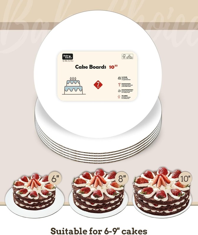 Sturdy 7-Pack Corrugated Cake Boards - Elegant Presentation for Every Occasion gallery
