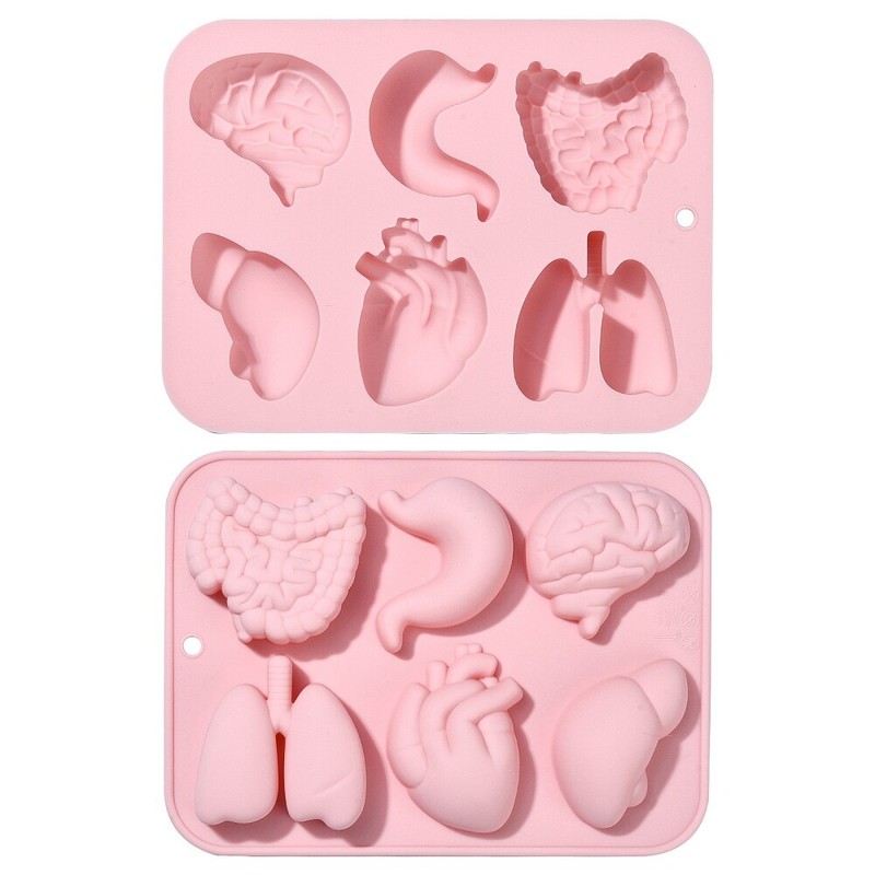 2x Human Organ Silicone Mold for Chocolate Cake Pudding Dessert Jelly Soap Decor