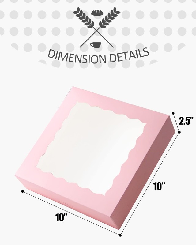 10x10x2.5 Inch AutoPop Up Pink Pie Boxes Window Cookie Donut Bakery 30 PCS gallery
