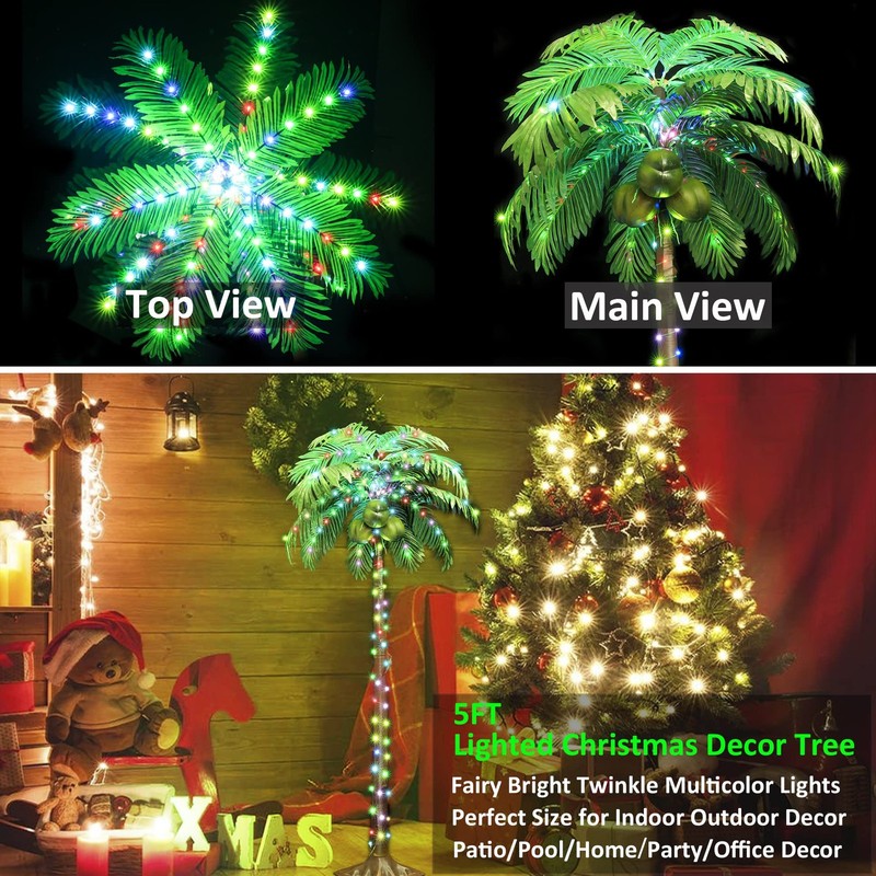 Heycolor 5 Ft Light Up Palm Trees Remote 35 Colors Changing Lighted Artificial gallery