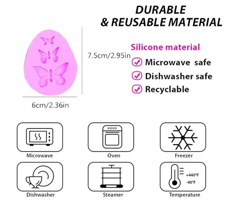 4pcs Silicone Butterfly Mold for Butterfly Fondant Candy Molds Cake Baking White gallery