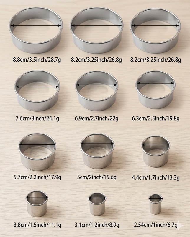 12 Piece Stainless Steel round Biscuit Cutter Set gallery