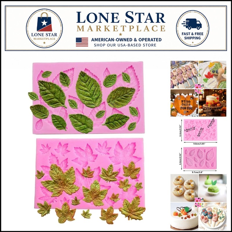Versatile 2-Piece Leaf Fondant Molds – Perfect for Cake Decorations & More