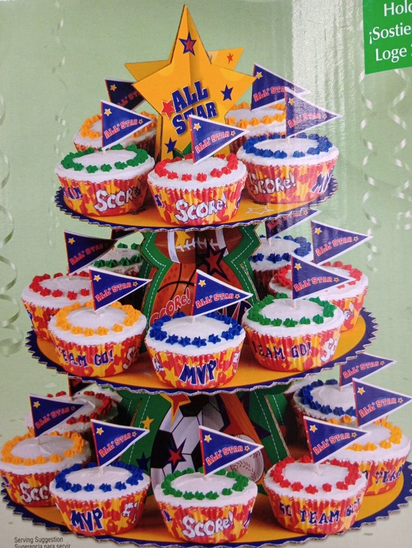 New Wilton Sports Cupcake Treat Cake Stand Superbowl Party Football Baseball gallery