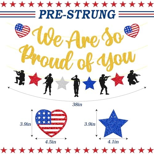 We Are So Proud of You Banner Military Going Away Party Decorations Patriotic gallery