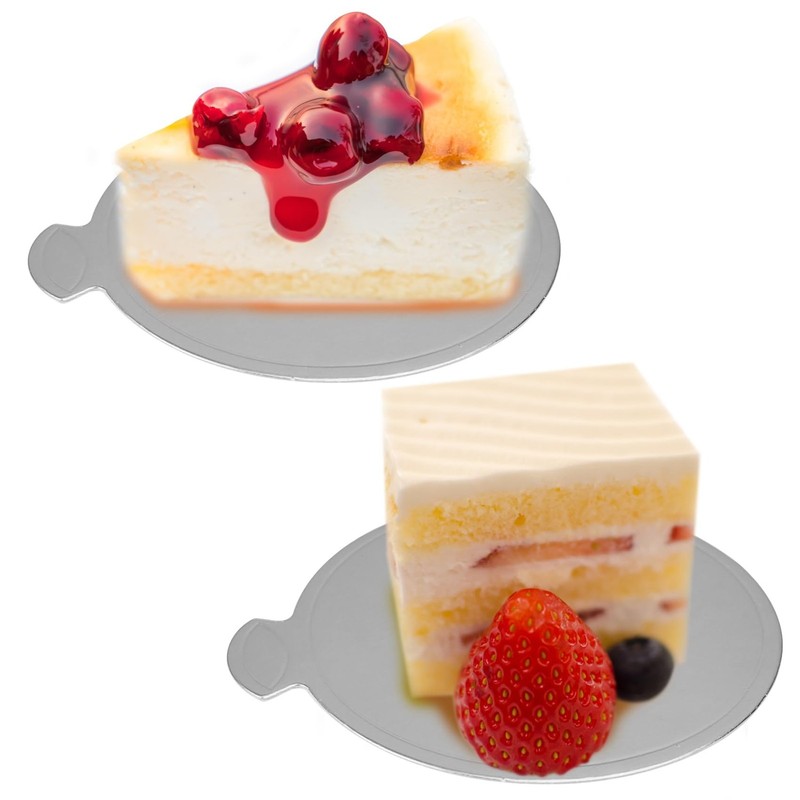50 PCS Mini Cake Boards 3.1 Inch Mousse Base Dessert Silver Paper Cardboard gallery