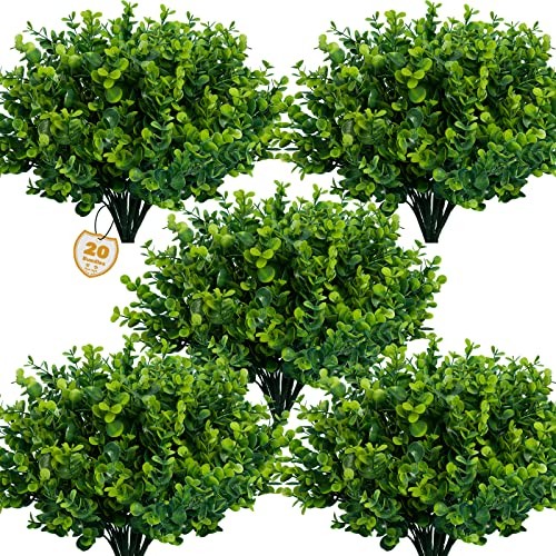Artificialery Plants Outdoor UV Resistant Fake Plants Boxwood Shrubs 20 Green gallery