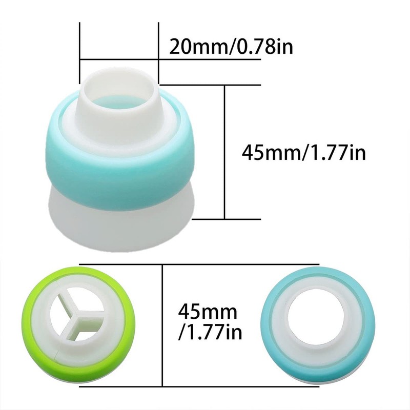 4pcs Russian 3 Color Nozzle Converter Coupler Icing Nozzles Blue+Green Single... gallery