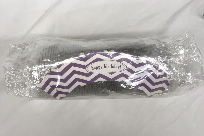 Dress My Cupcake 25 Favor Dome Containers w/Wrappers Chevron Happy Birthday gallery