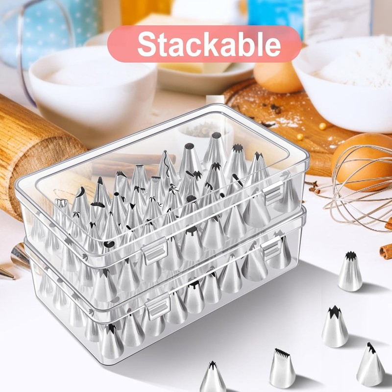 Piping Tips Storage Box with 42 Fixed Pegs Organizer Case for Cake Decorating gallery