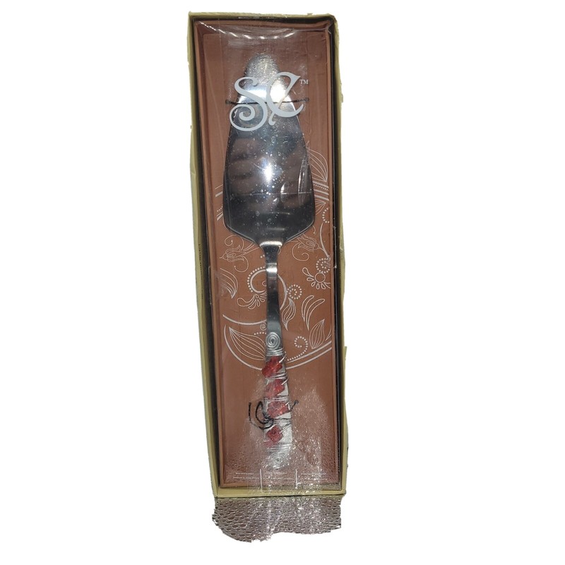 NWT Home Essentials Silver Tone Cake Spatula W/ Beads Decor On Handle
