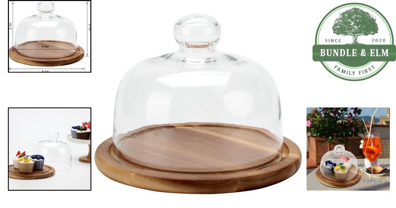8.6 Inch Cake Stand with Glass Dome for Desserts, Fruit, and Appetizers gallery