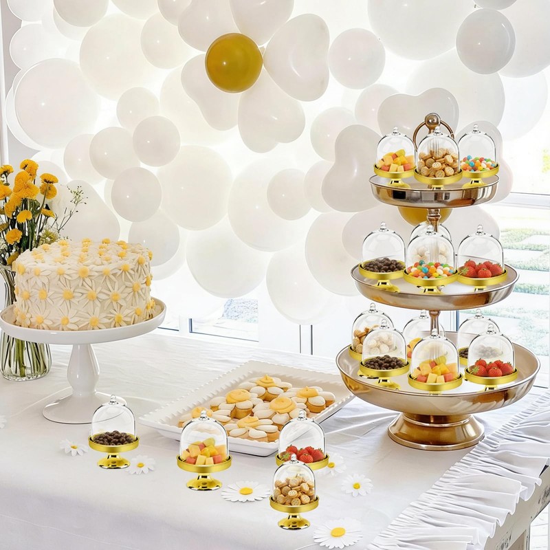 12 Pcs Mini Cupcake Stand, Mini Cake Stand with Lid, Gold Clear Small Cake Di... gallery