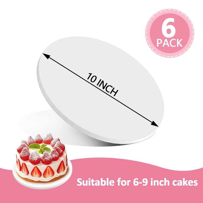 6 PCS 10 Inch Round Cake Boards Sturdy 1/2 Thick Drums Heavy Corrugated Base gallery