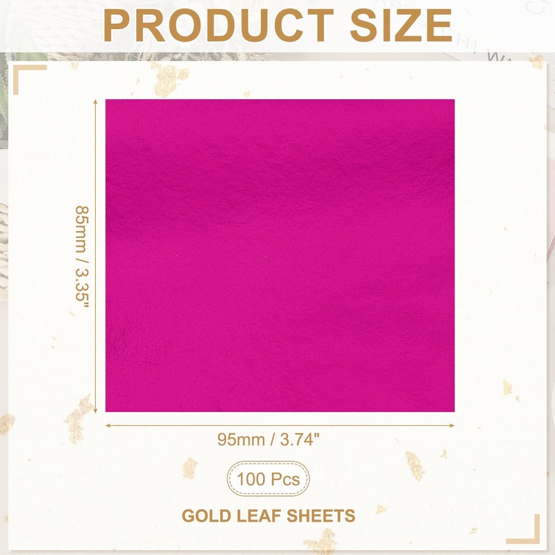 100 Pcs 3.7" x 3.4" Gold Leaf Sheets Gold Foil Sheet Metallic Leaf Paper Pink gallery