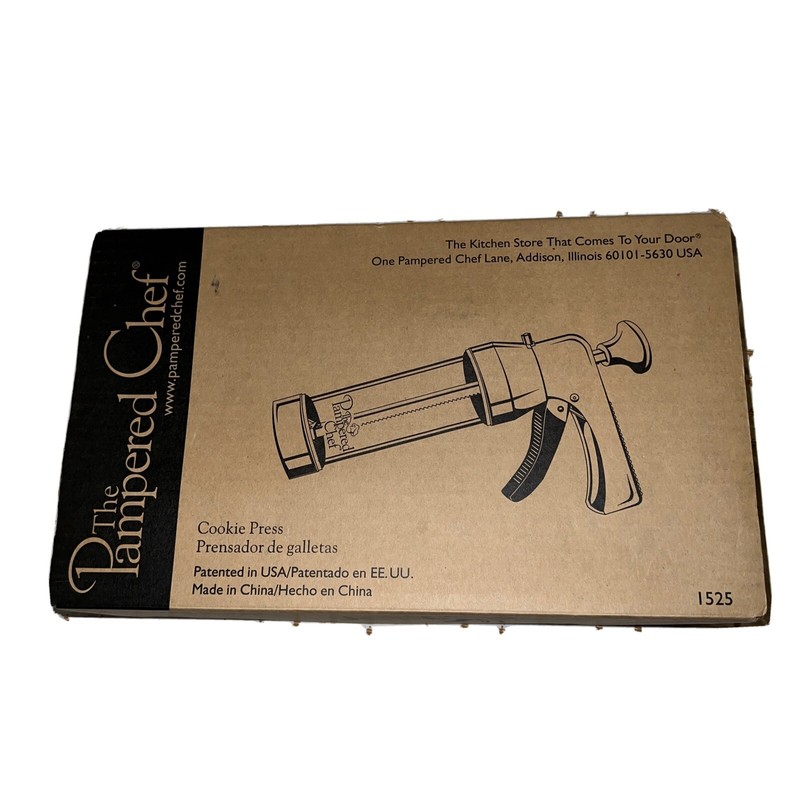 The Pampered Chef Cookie Press #1525 16 Cookie Discs Designs NIB