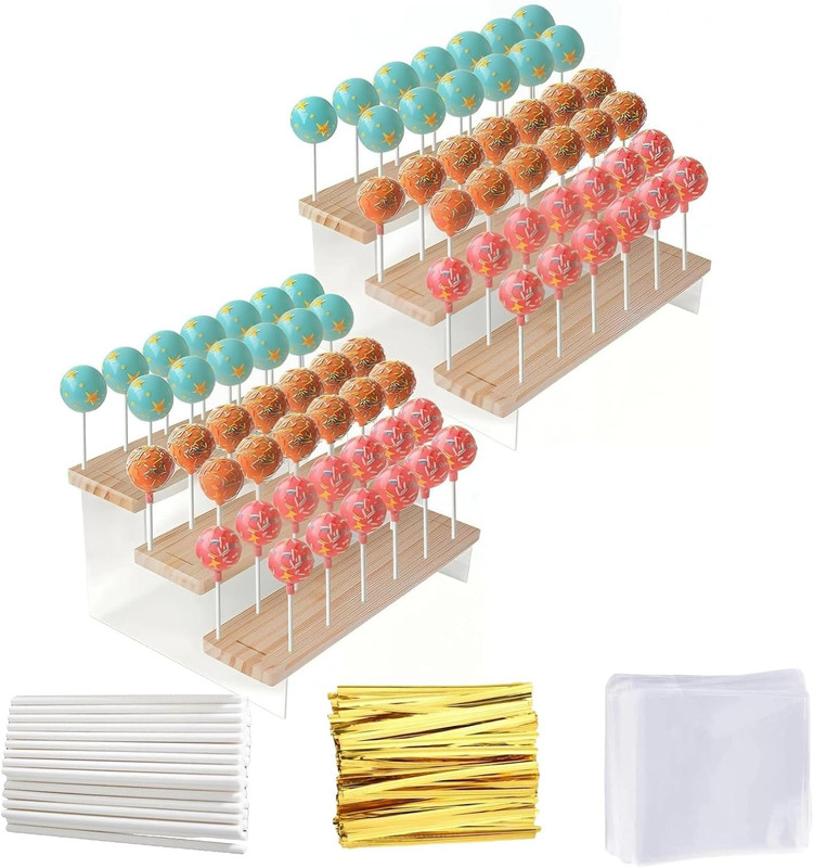 Achilleas 2 Pack Cake Pop Stand 3 Tier – Holds 39 Cake Pops, Complete Cakepop Ki
