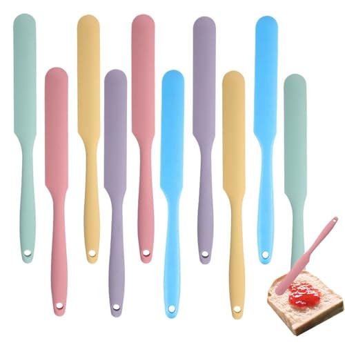 Silicone Jar Spatulas, 10 Pieces Silicone Spatula Small Butter Cake Cream