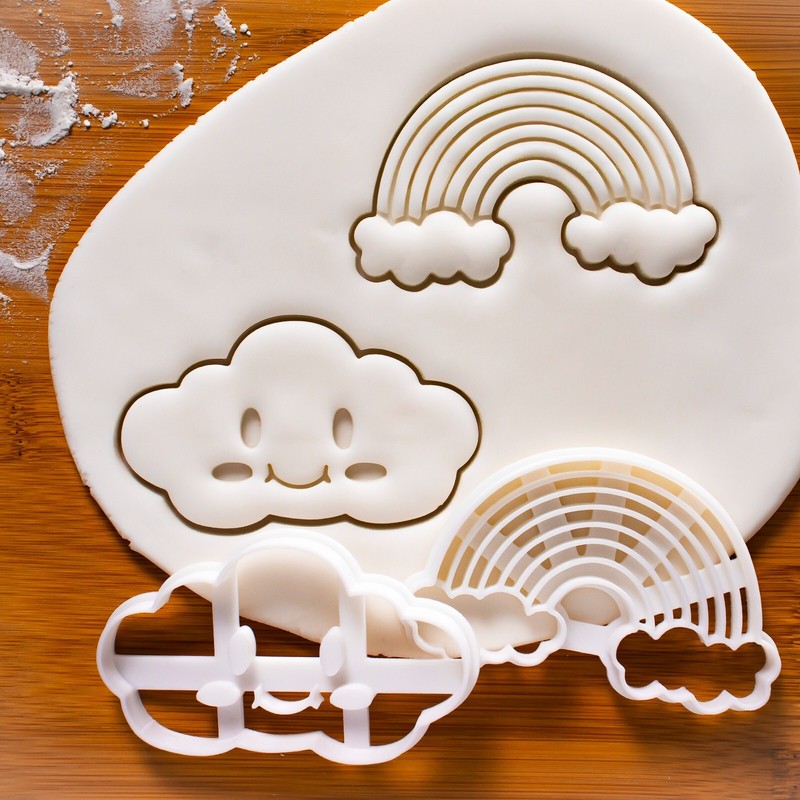 Rainbow & Smiling Cloud Cookie Cutters – cute sky baby shower unicorn heaven