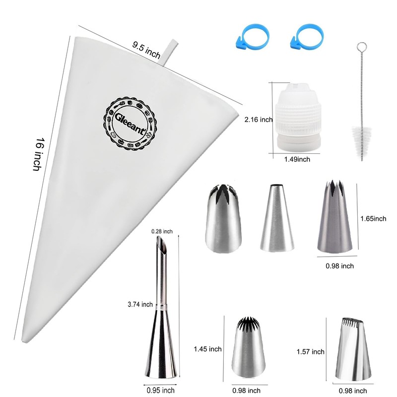 Reusable Cotton Piping Bags and Tips Set- Frosting Piping Kit for Baking 6pcs... gallery