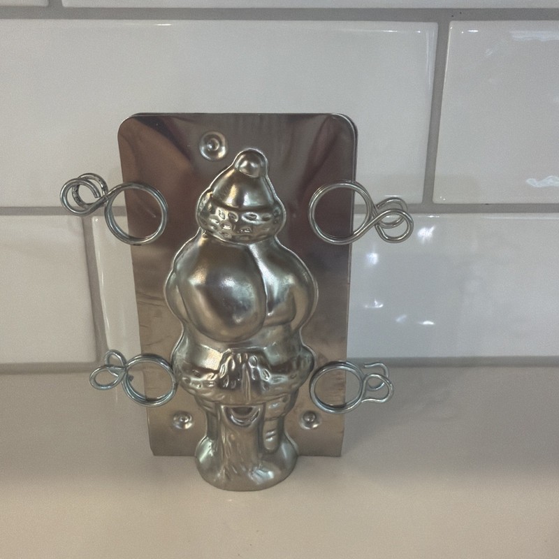 Vintage Metal Santa Claus Chocolate Mold with Clips Christmas Father Christmas gallery