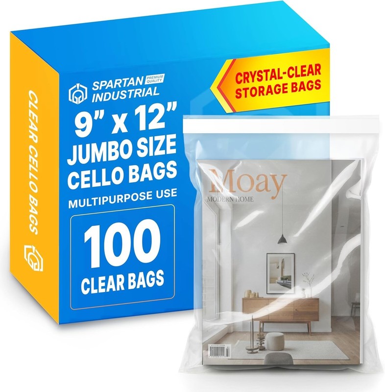 Durable 9" x 12" Clear Cellophane Bags - Resealable 100 Pack for Secure Shipping gallery