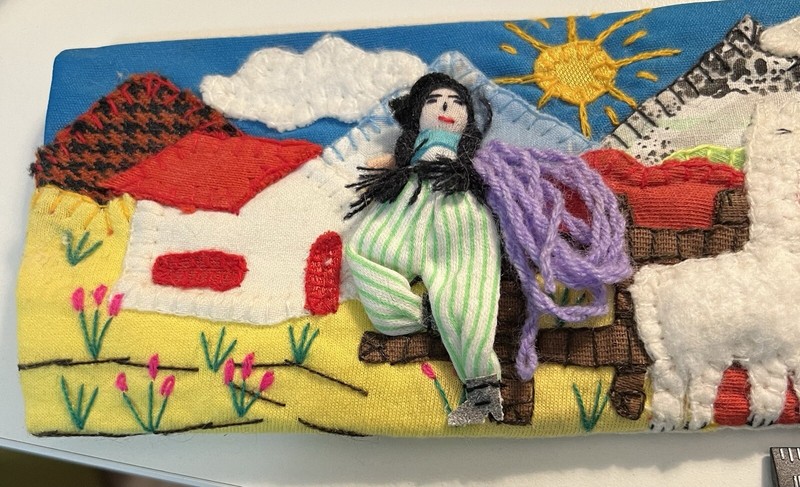 Rolling Pin Cover Cotton Peruvian Folk Art 3D Needlepoint Unique Village Llama gallery
