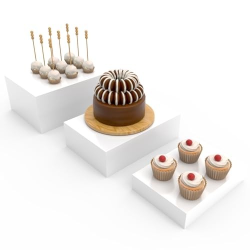 Buffet Risers for Catering - White Acrylic Display Stands for Desserts & Collect gallery