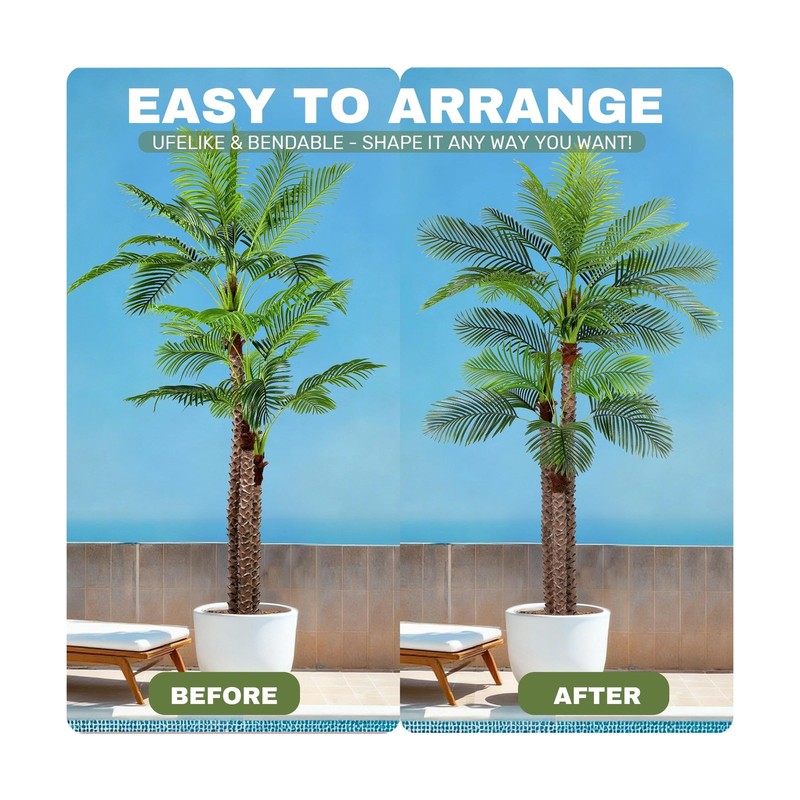 9ft Large Artificial Palm Tree for Outdoors Faux Triple Phoenix Palm with 31 ... gallery